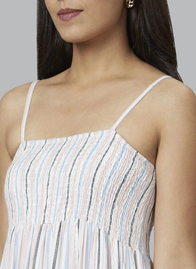 globus Globus Women Shoulder Straps Striped A-Line Dress